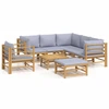 Image de vidaXL Ensemble salon de jardin 8 pièces avec coussins gris clair bambou