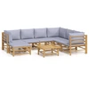 Image de vidaXL Ensemble salon de jardin 8 pièces avec coussins gris clair bambou