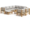 Image de vidaXL Ensemble de salon de jardin 10 pièces avec coussins gris clair en bambou