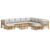 Image de vidaXL Ensemble de salon de jardin 11 pièces avec coussins gris clair en bambou