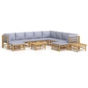 Image de vidaXL Ensemble de salon de jardin 12 pièces avec coussins gris clair en bambou