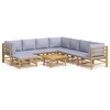 Image de vidaXL Ensemble de salon de jardin 9 pièces avec coussins Gris clair Bambou