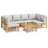 Image de vidaXL Ensemble de salon de jardin 7 pièces avec coussins gris clair en bambou