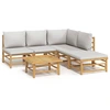 Image de vidaXL Ensemble de salon de jardin 6 pièces avec coussins gris clair en bambou