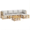 Image de vidaXL Ensemble de salon de jardin 6 pièces avec coussins gris clair en bambou
