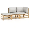 Image de vidaXL Ensemble de salon de jardin 3 pièces avec coussins gris clair en bambou
