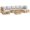 Image de vidaXL Ensemble salon de jardin 8 pièces avec coussins gris clair bambou
