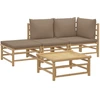 Image de vidaXL Ensemble salon de jardin 4 pièces avec coussins taupe bambou