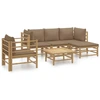 Image de vidaXL Ensemble salon de jardin 6 pièces avec coussins Taupe Bambou