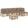 Image de vidaXL Ensemble salon de jardin 6 pièces avec coussins Taupe Bambou