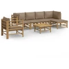 Image de vidaXL Ensemble salon de jardin 7 pièces avec coussins taupe bambou