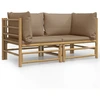Image de vidaXL Canapé d'angle de jardin avec coussins Taupe 2 pcs. Bambou
