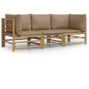 Image de vidaXL Ensemble de salon de jardin 3 pièces avec coussins taupe en bambou