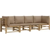 Image de vidaXL Ensemble salon de jardin 4 pièces avec coussins taupe bambou