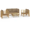 Image de vidaXL Ensemble de salon de jardin 5 pièces avec coussins Taupe Bambou