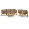 Image de vidaXL Ensemble salon de jardin 6 pièces avec coussins Taupe Bambou
