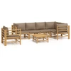 Image de vidaXL Ensemble salon de jardin 7 pièces avec coussins taupe bambou