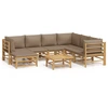 Image de vidaXL Ensemble salon de jardin 8 pièces avec coussins Taupe Bambou