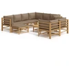 Image de vidaXL Ensemble salon de jardin 10 pièces avec coussins Taupe Bambou