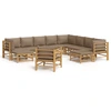 Image de vidaXL Ensemble salon de jardin 12 pièces avec coussins Taupe Bambou
