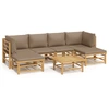 Image de vidaXL Ensemble salon de jardin 7 pièces avec coussins taupe bambou