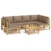 Image de vidaXL Ensemble salon de jardin 7 pièces avec coussins taupe bambou