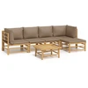 Image de vidaXL Ensemble salon de jardin 6 pièces avec coussins Taupe Bambou