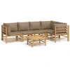 Image de vidaXL Ensemble salon de jardin 6 pièces avec coussins Taupe Bambou