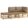 Image de vidaXL Ensemble de salon de jardin 3 pièces avec coussins taupe en bambou