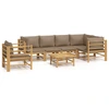 Image de vidaXL Ensemble salon de jardin 7 pièces avec coussins taupe bambou