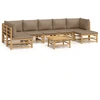 Image de vidaXL Ensemble salon de jardin 8 pièces avec coussins Taupe Bambou
