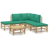 Image de vidaXL Ensemble de salon de jardin 6 pièces avec coussins verts en bambou