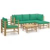 Image de vidaXL Ensemble de salon de jardin 6 pièces avec coussins verts en bambou