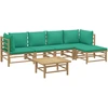 Image de vidaXL Ensemble de salon de jardin 6 pièces avec coussins verts en bambou