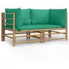 Image de vidaXL Canapé d'angle de jardin avec coussins verts 2 pcs. Bambou