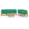 Image de vidaXL Ensemble de salon de jardin 6 pièces avec coussins verts en bambou