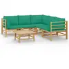 Image de vidaXL Ensemble de salon de jardin 6 pièces avec coussins verts en bambou
