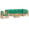 Image de vidaXL Ensemble de salon de jardin 7 pièces avec coussins verts en bambou