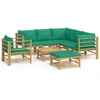 Image de vidaXL Ensemble de jardin lounge 8 pièces avec coussins verts en bambou