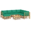 Image de vidaXL Ensemble de jardin lounge 8 pièces avec coussins verts en bambou