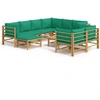 Image de vidaXL Ensemble de salon de jardin 10 pièces avec coussins verts en bambou