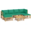 Image de vidaXL Ensemble de salon de jardin 7 pièces avec coussins verts en bambou