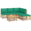 Image de vidaXL Ensemble de salon de jardin 6 pièces avec coussins verts en bambou