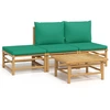 Image de vidaXL Ensemble de salon de jardin 4 pièces avec coussins verts en bambou
