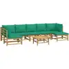 Image de vidaXL Ensemble de jardin lounge 8 pièces avec coussins verts en bambou