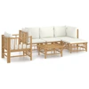 Image de vidaXL Ensemble de salon de jardin 6 pièces avec coussins blanc crème en bambou