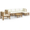 Image de vidaXL Ensemble de salon de jardin 7 pièces avec coussins blanc crème en bambou