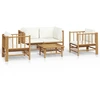 Image de vidaXL Ensemble de salon de jardin 5 pièces avec coussins blanc crème en bambou