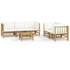Image de vidaXL Ensemble de salon de jardin 6 pièces avec coussins blanc crème en bambou
