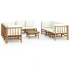Image de vidaXL Ensemble de salon de jardin 9 pièces avec coussins blanc crème en bambou